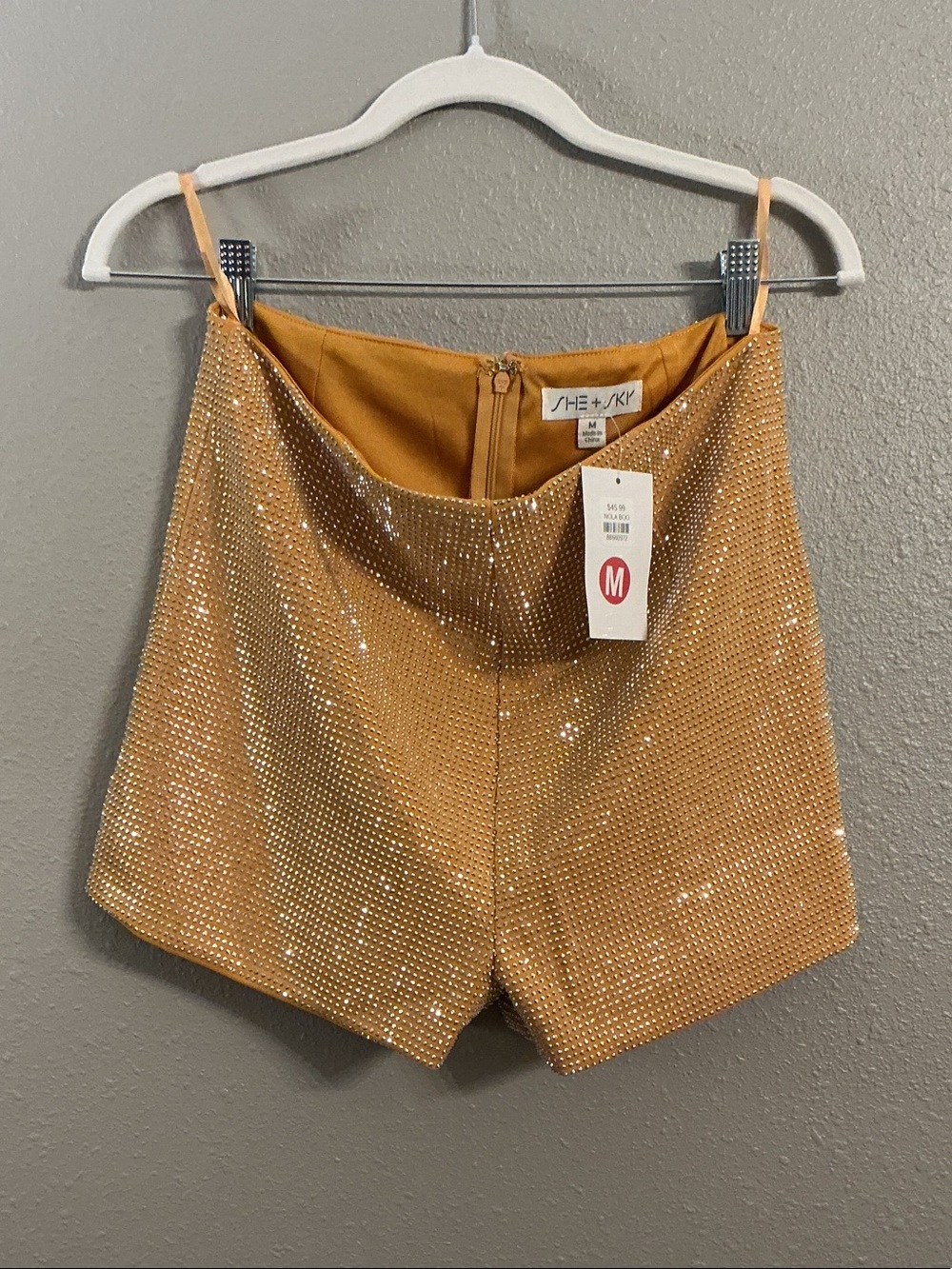She + Sky Gold Sequin High-Waist Women's Shorts
